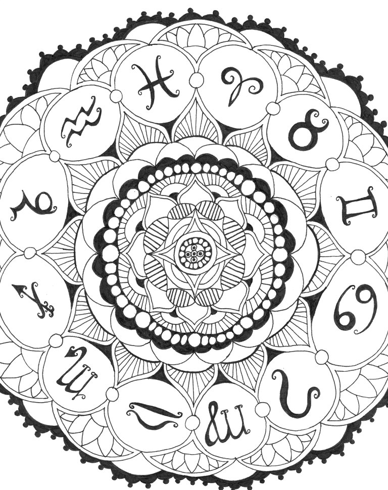 zodiac mandala coloring pages - photo #2