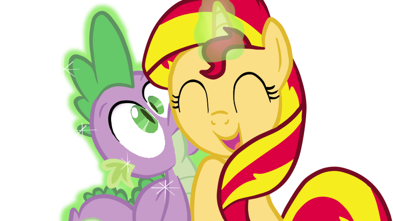 sunset_shimmer_and_spike_by_sofilut-d79k