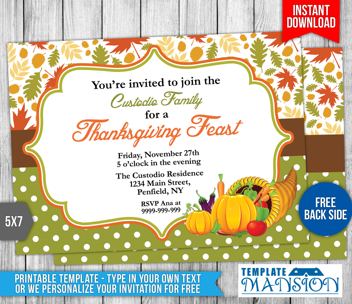 Thanksgiving Invitation Template 2 by templatemansion on DeviantArt