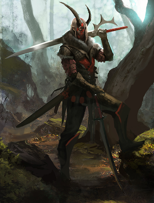 posing_in_the_forest_with_some_swords_wi
