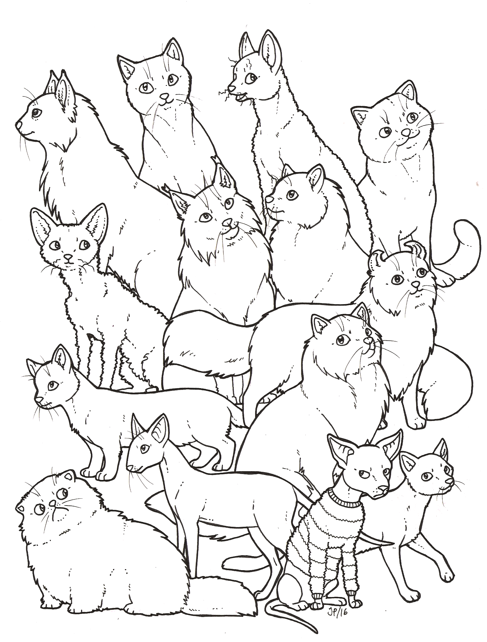 Cats colouring page by novablue on DeviantArt