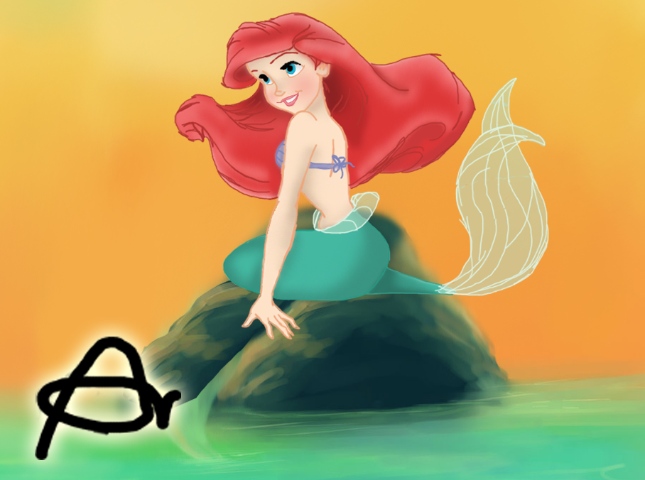 The Little Mermaid - Ariel On A Rock by Roo-Pooh on DeviantArt