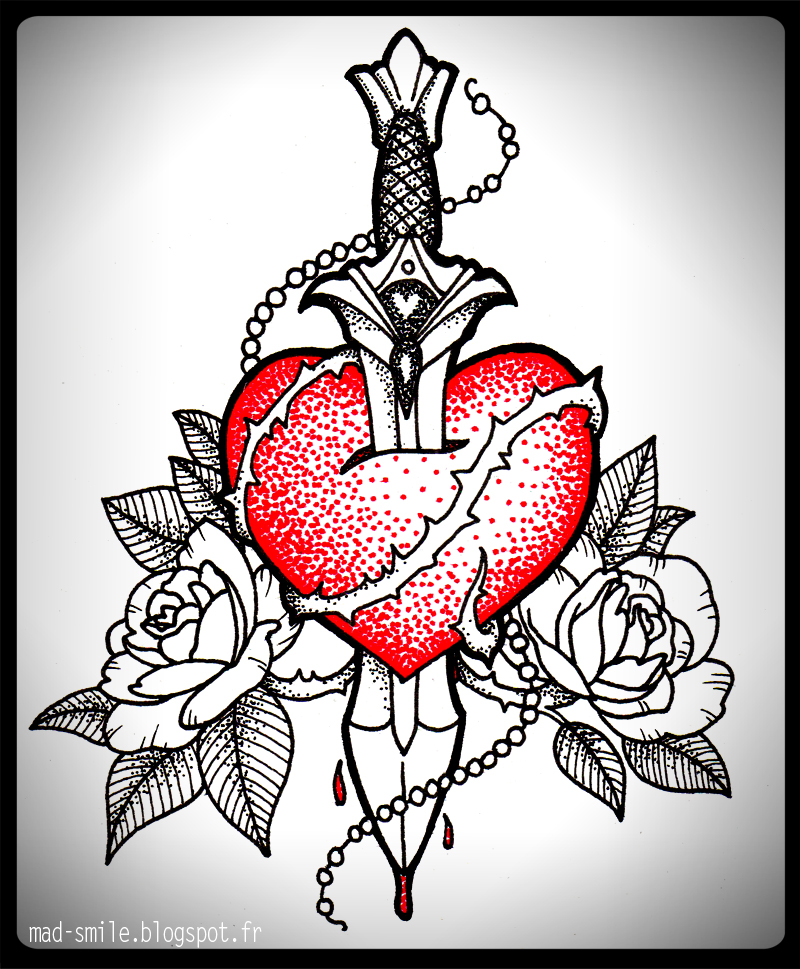 TATTOO - Heart and Dagger by mad-smile on DeviantArt