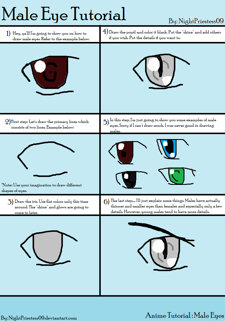 How to Draw Male Eyes - Anime Tutorial by NightPriestess09 on DeviantArt
