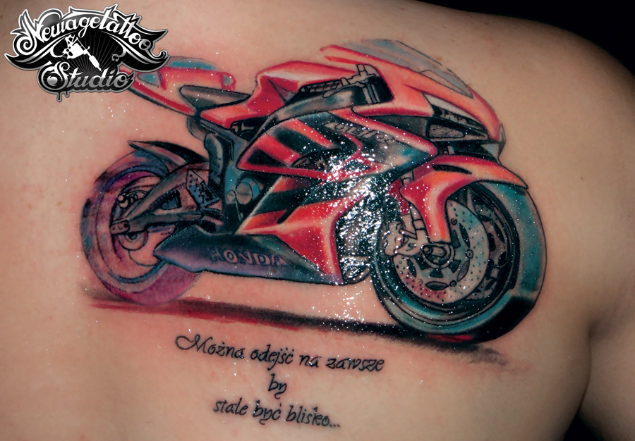 Realistic motocycle honda tattoo by Newagetattoo on DeviantArt