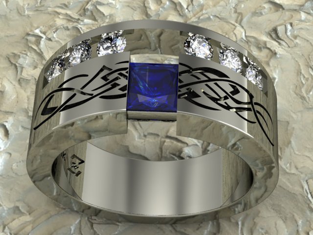 Sapphire and Dia. Tribal Ring by lupusk9 on DeviantArt
