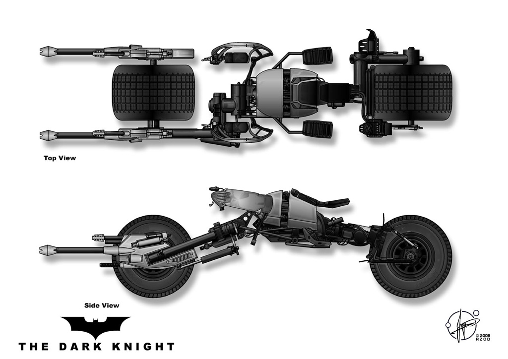 Batpod - Side and Topview by Paul-Muad-Dib