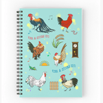 Cute Seamless Roosters Pattern Cartoon Spiral Notebook