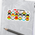 Cute lovebird color mutations cartoon sticker