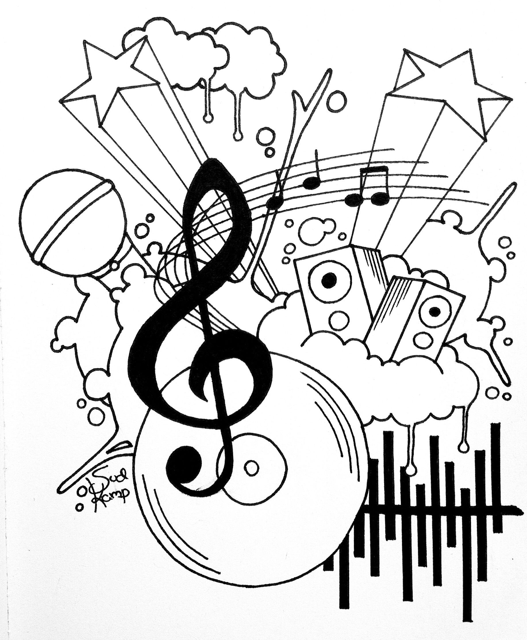 Music Notes Doodle Drawings
