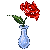 Red Rose In Teardrop Crystal Vase
