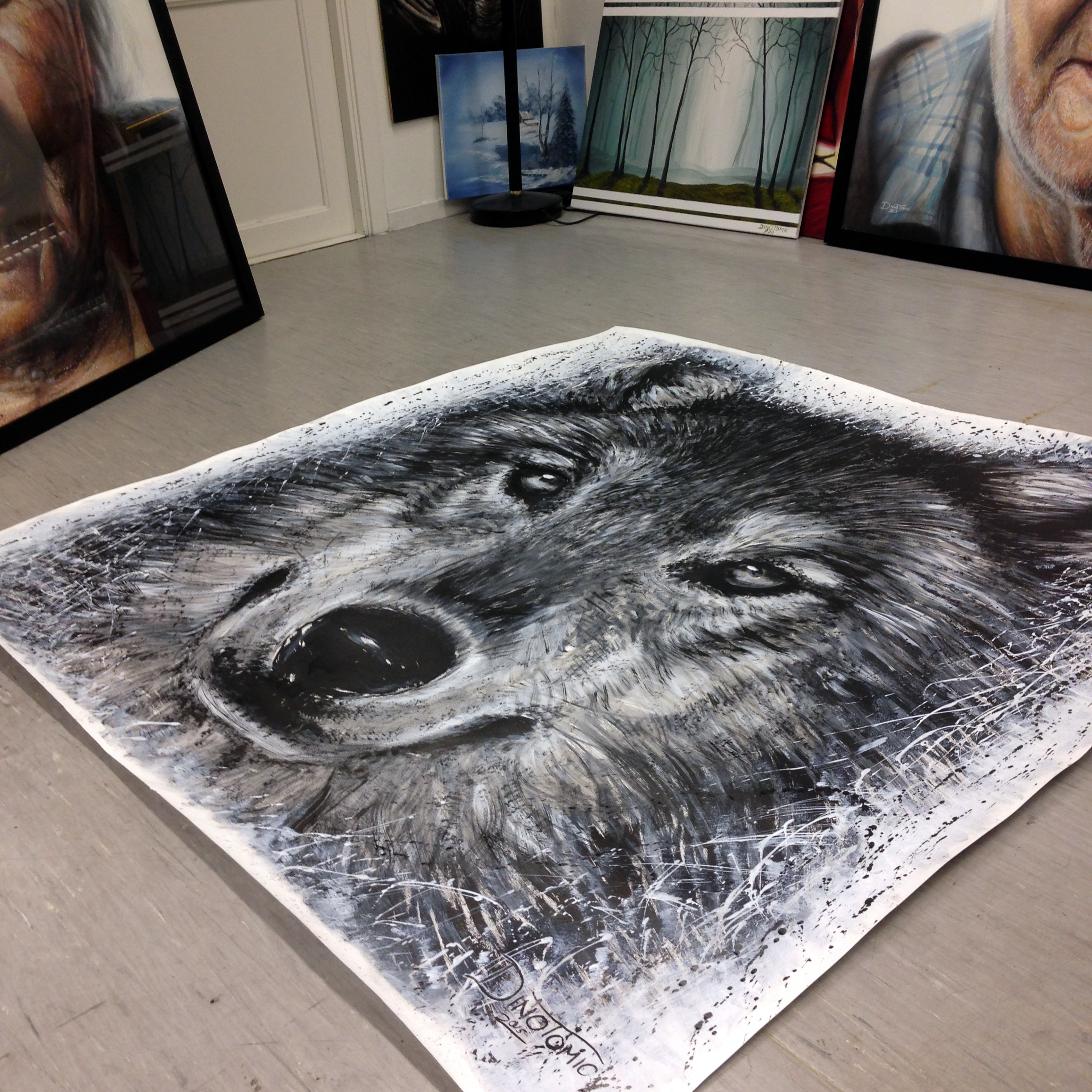 Wolf painting getting a new home by AtomiccircuS on DeviantArt