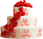 Red and white cake with roses 150px by EXOstock