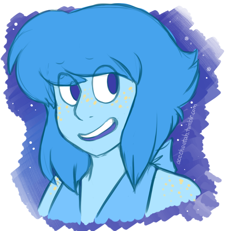 the topic of lapis with pyrite freckles came up and so i had to doodle it… tumblr link PLEASE!! DO!! NOT!! REPOST!! MY!! ART!!