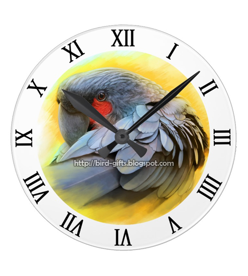 Black Palm Cockatoo Realistic Painting Clock