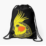 Cockatiel Parrot Tribal Tattoo Drawstring Bag