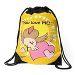 Little happy bird saying you love me drawstring bag