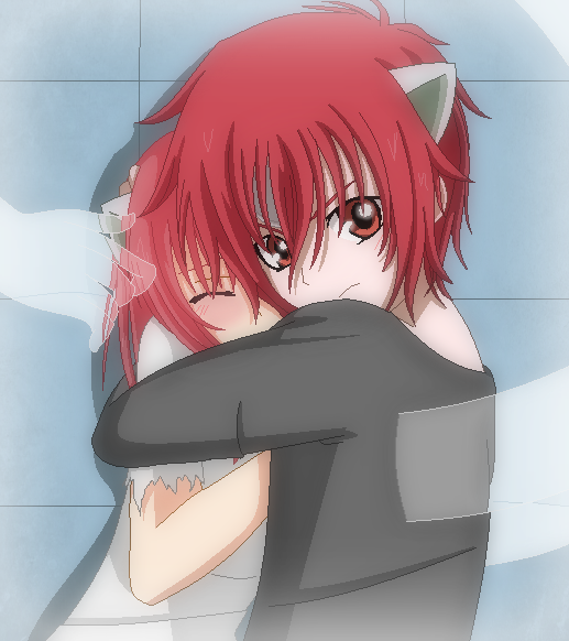 Elfen Lied-Little Kagerou Protecting Ayako by TFAfangirl14