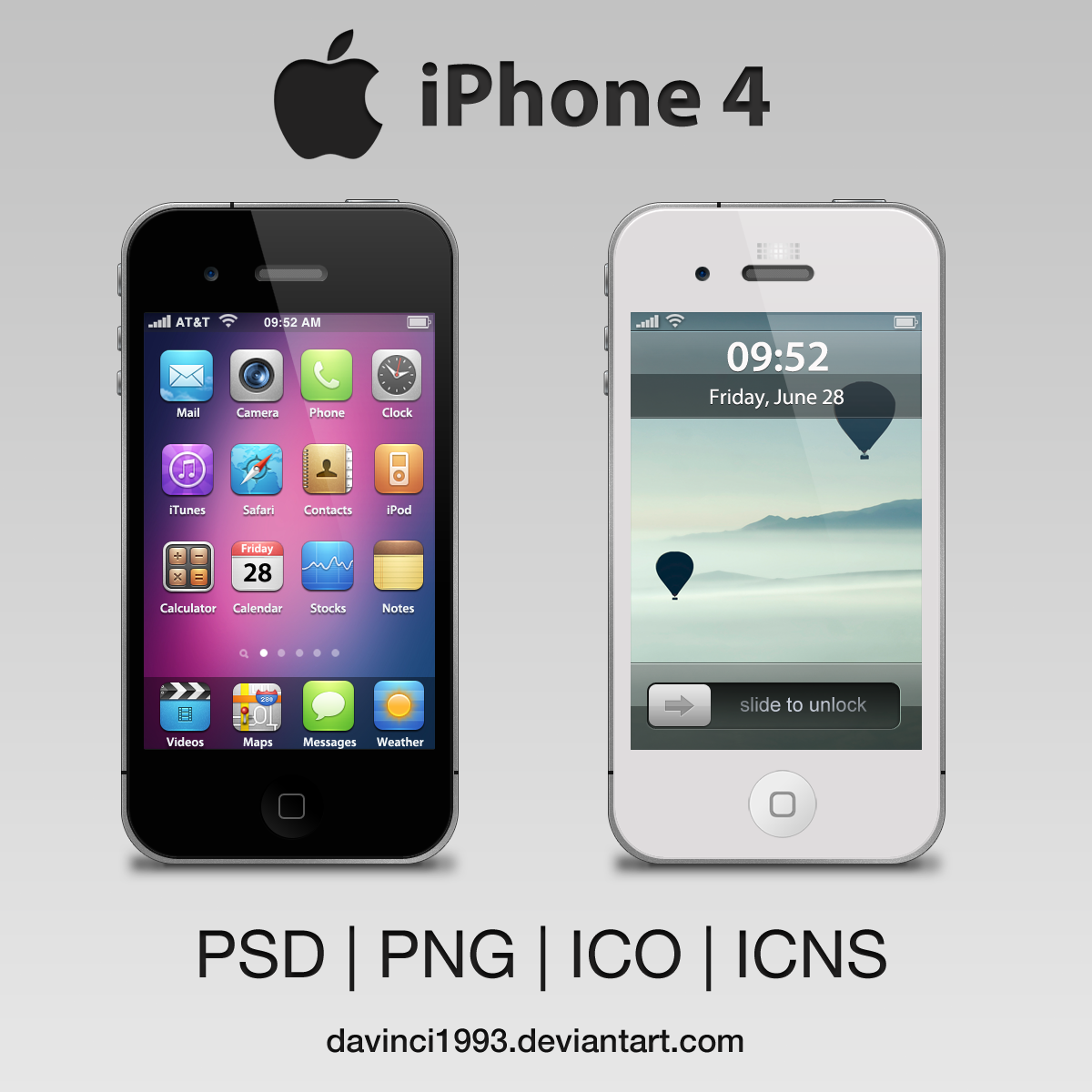 Apple iPhone 4: PSD  PNG  ICO  ICNS by davinci1993 on 