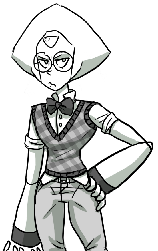 I was asked to draw her in a nerdy outfit. So Sweater vest and bow-tie comes to mind. 8] Just a fast free hand doodled.   TUMBLR POST HERE- accursedasche.tumblr.com/post/…