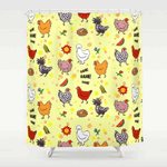 Cute Seamless Chickens Pattern Cartoon Shower Curtain