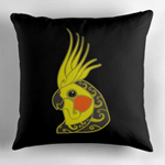 Cockatiel Parrot Tribal Tattoo Pillow