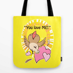 Little happy bird saying you love me tote bag