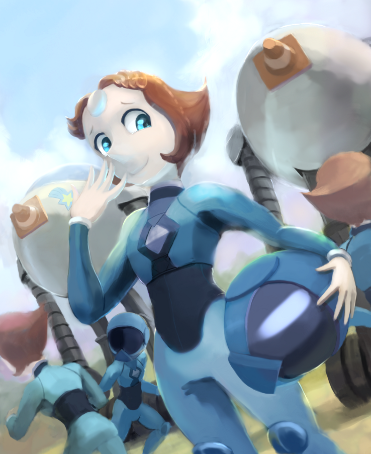 Right? I started with one Pearl in her flight-suit, then I drew her robot, then I drew more pearls and another robot and things grew from there.  I added helmets, because I like them. Been re-...