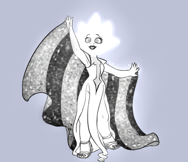 So i saw the newest episode of steven universe and i love white diamonds design and im very curious about why shes so glowy and wtf up with her pearls eye?