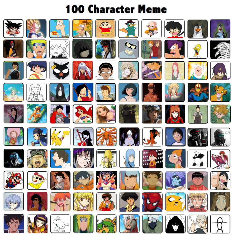 100 Character Meme by maiwey on DeviantArt