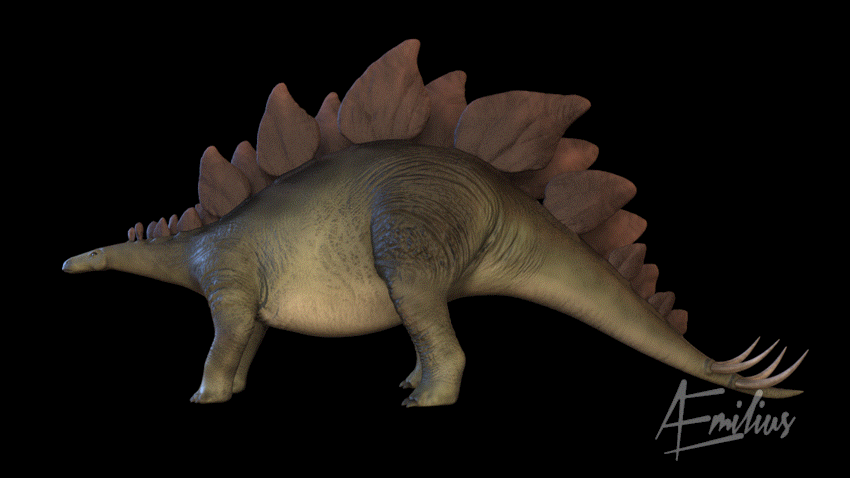 Stegosaurus (turntable animation GIF) by AEmiliusLives