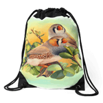 Zebra Finches Realistic Painting Drawstring Bag