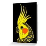 Cockatiel Parrot Tribal Tattoo Greeting Card