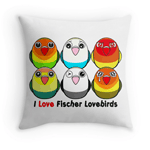 Cute Fischer lovebirds cartoon pillow