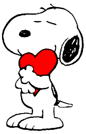 Snoopy hugging a heart