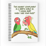 Lovebird parrot and bird way telling i love you spiral notebook