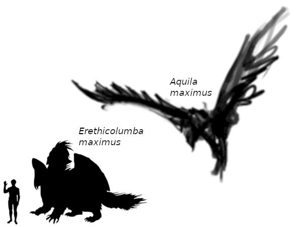 Comparativa de tamaño de las Águilas Gigantes con Palomaespines y Humanos por Jakeukalane