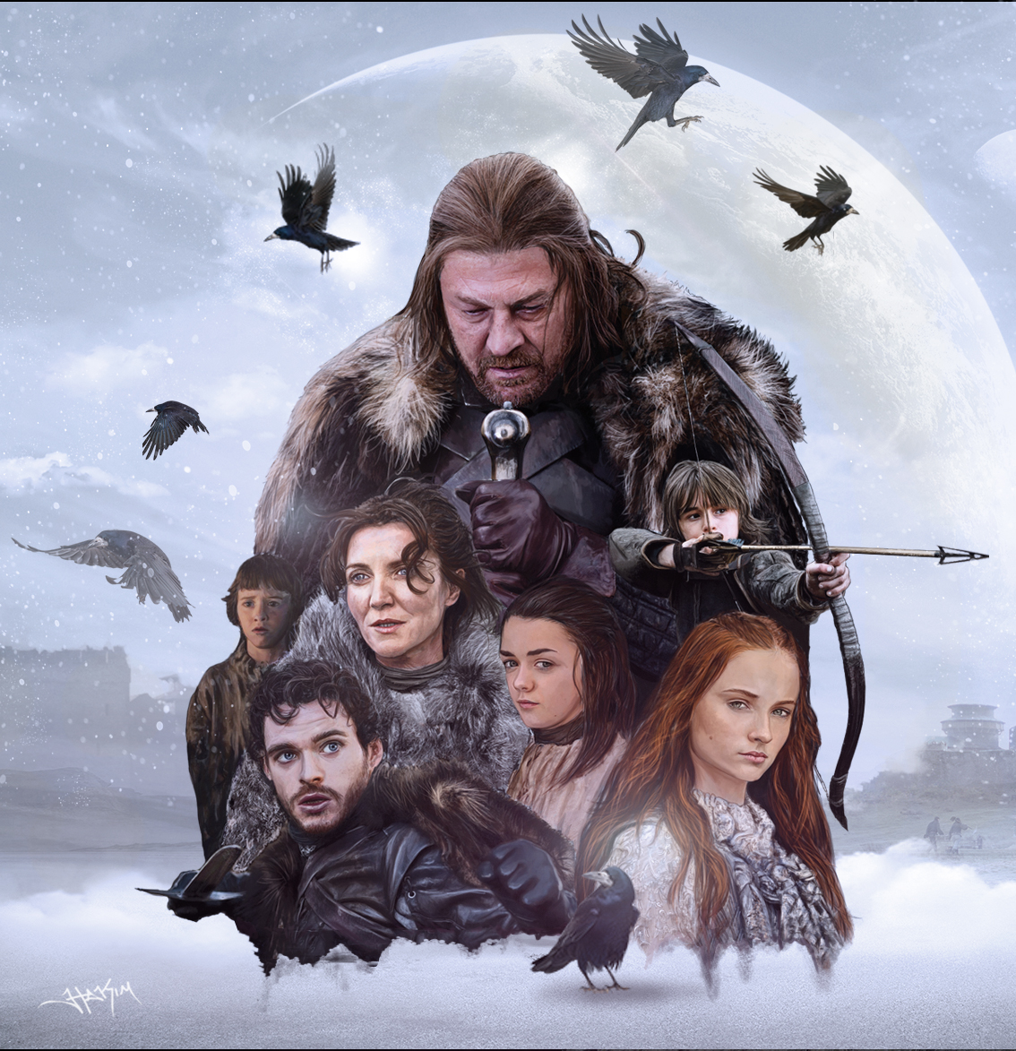 game_of_thrones__house_stark_painting_by