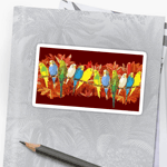 Colorful Budgies Pattern Sticker