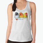 Black Masked Fischer Lutino Peach Faced Lovebird Realistic Painting Tank Top