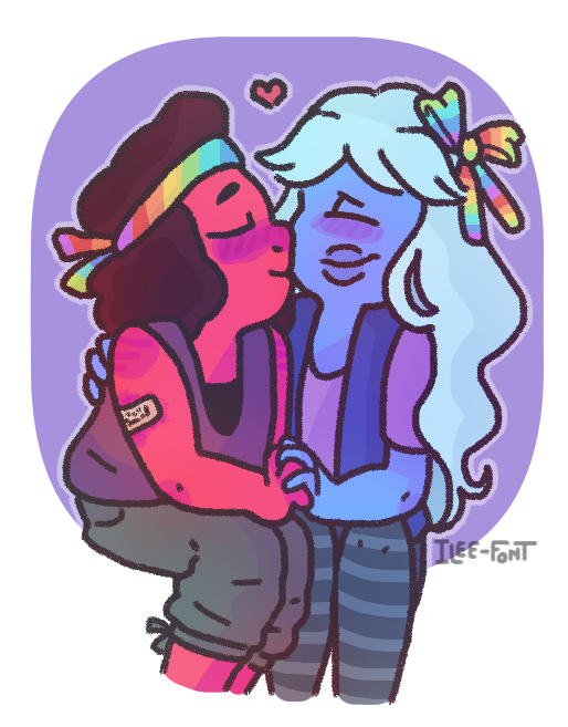 I just can't stop drawing these two. Like, It will be a year from now and all i'd be drawing is rupphire Art © iLee-Font Ruby & Sapphire © Steven universe