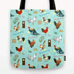 Cute Seamless Roosters Pattern Cartoon Tote Bag