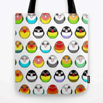 Cute lovebird color mutations cartoon tote bag
