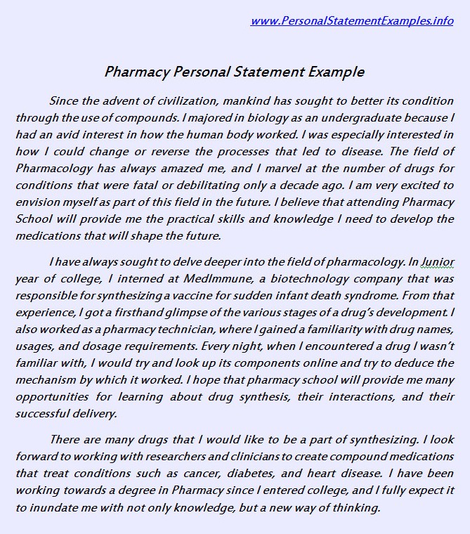 how to write a good personal statement for pharmacy school