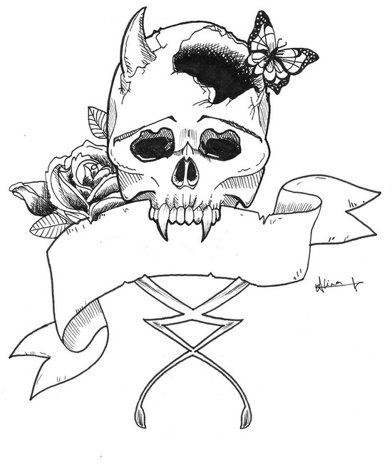 Skull with Banner Flash by Inkerbelltattoo on DeviantArt