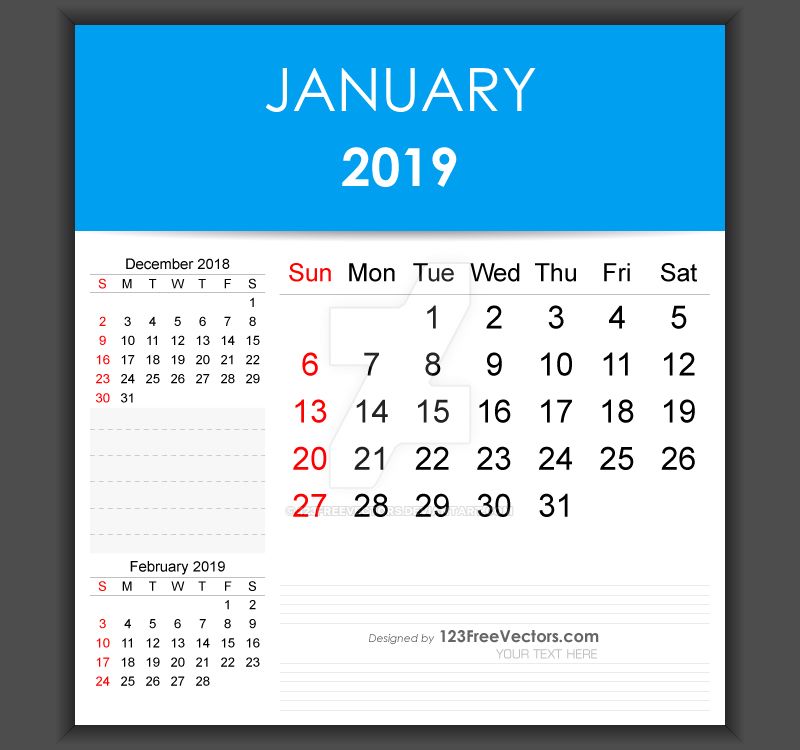 editable-january-2019-calendar-template-free-pdf-by-123freevectors-on