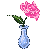 pink Rose in teardrop crystal vase