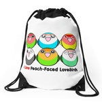 Cute Peach-faced lovebirds cartoon drawstring bag