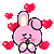 Cooky2BT21 - COOKY emoticon bunny - Hearts Love