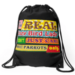 The real crazy bird lady drawstring bag
